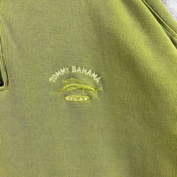Tommy Bahama 1/4 Zip Sweatshirt Men's Large Green Beachy Summer 100% Cotton - Picture 5 of 13